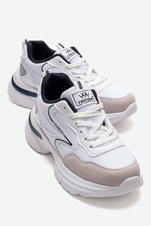 Side Patterned Anorak Women's Sports Shoes White Lacquer