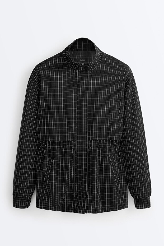 Long checked piqué jacket - 7