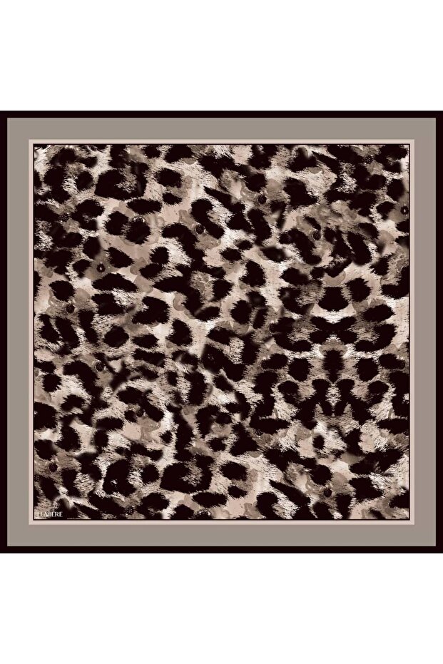 Leopar İpek Eşarp Vizon