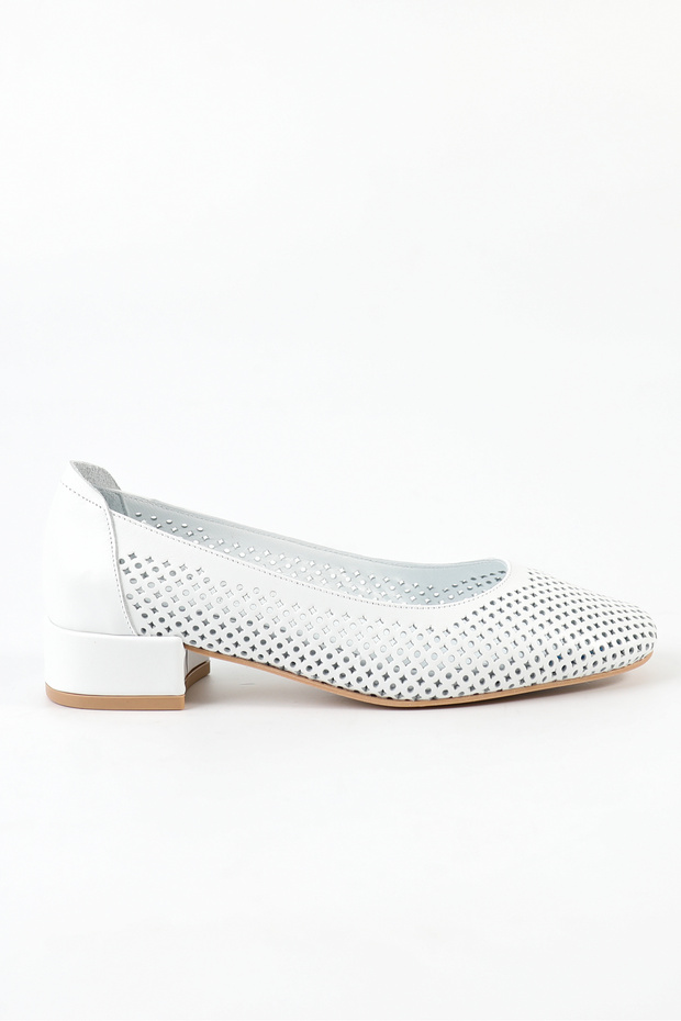 Genuine Leather White Classic Heeled Women's Shoes - Rgn9512