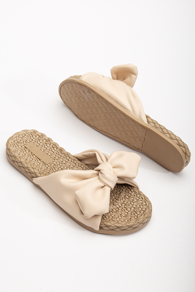Bow-Tie Straw Sole Non-Slip Daily Summer Soft Strap Women's Slippers