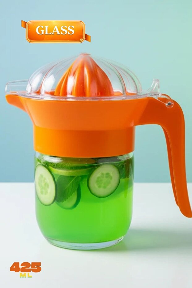 425 Cc Glass Fruit Juicer | Citrus Juicer | Lemon Orange Juicer | With Protection Cover | Orange