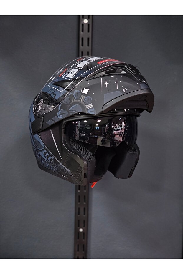 JK20 902 Güneş Vizörlü Çene Açılır Kask H2 GREY