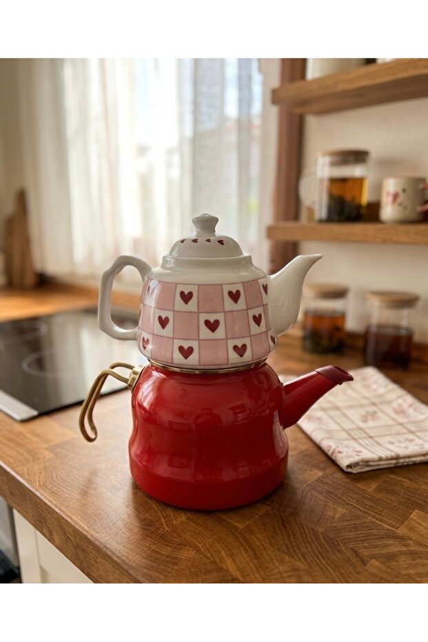 Enamel Patterned Teapot Porcelain Large Size with Teapot