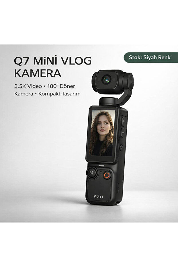 Aırstorr Q7 Mini Vlog 2.5K Video 180° Döner Başlık 16X Zoom Kompakt Taşınabilir 1.9inç Ekran Kamera