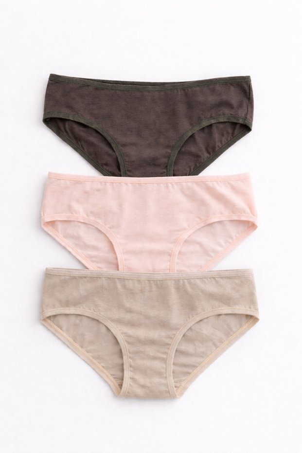 Women's Modal Bikini Panties Set of 3 Dark Skin Salmon Brown
