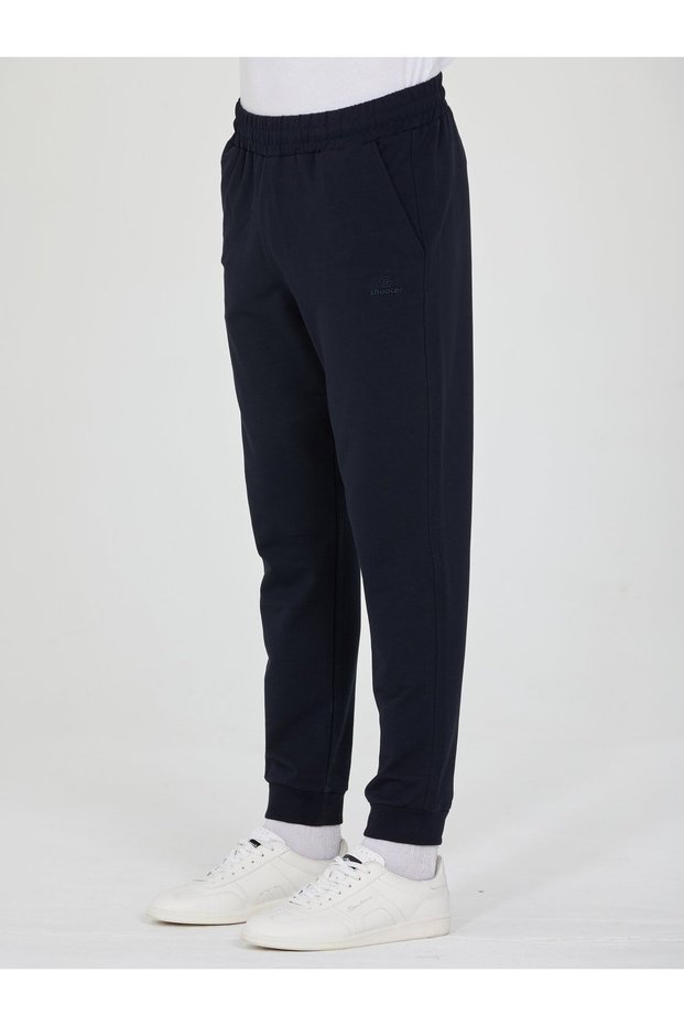 Navy Blue Men's Slim Fit Sweatpants with Elastic Cuffs, Casual Sports Bottoms with Side Pockets