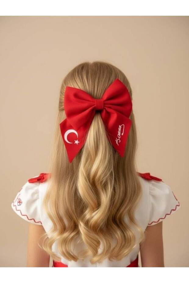 Girl's Atatürk Signed Hair Clip with Moon and Star Detail