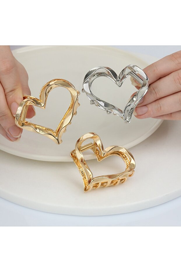 Set of 3 (5.5 cm) Heart Metal Clasps