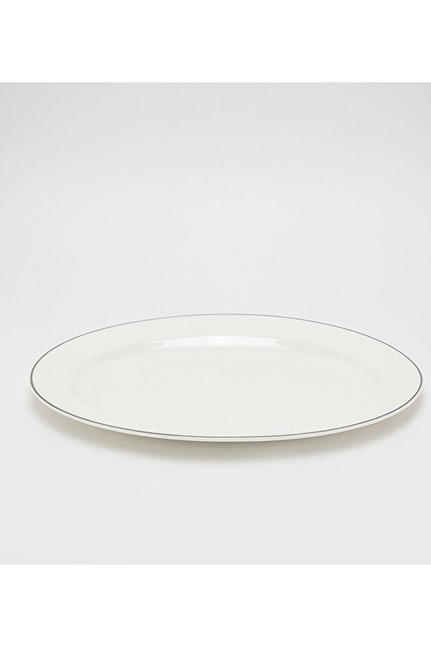 New Bone China 35x35cm White/Silver Platters