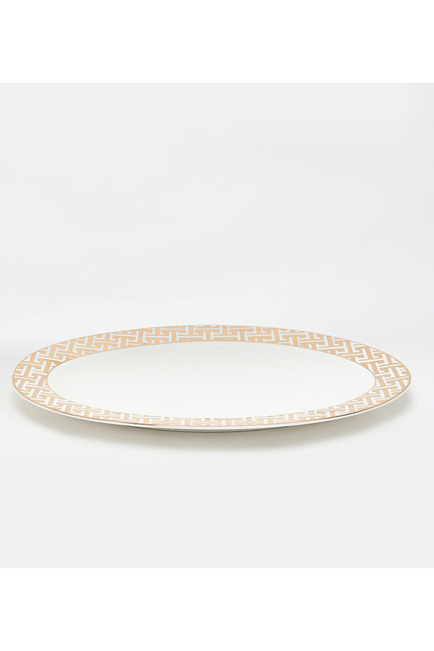 New Bone China 35x2cm White/Gold Platter