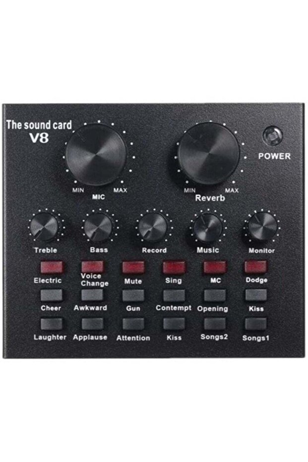V8 Multifunctional Live Sound Card USB Audio Interface Intelligent Volume Adjustable Audio Mixer Sou
