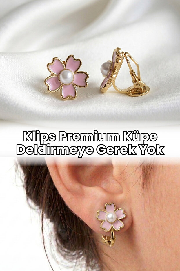 Klips Premium Earrings Papatya No Piercing Required