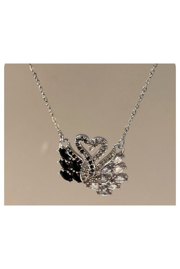 Non Tarnish Steel Pink Swa Necklace Couple Swan Special Design Lover Gift Necklace