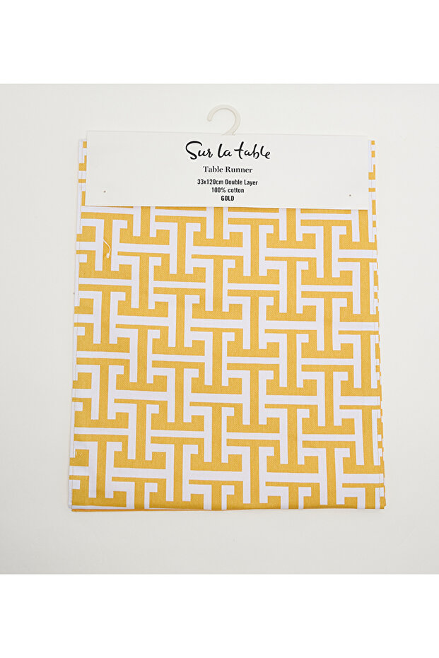 cotton 33x120cm White/Gold Table Runner