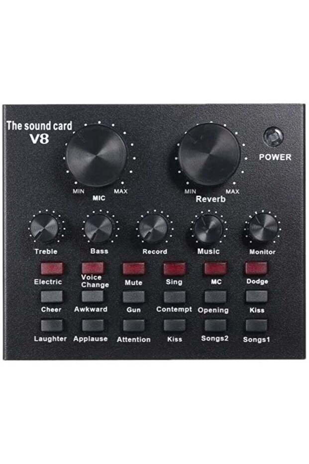 V8 Multifunctional Live Sound Card USB Audio Interface Intelligent Volume Adjustable Audio Mixer Sou