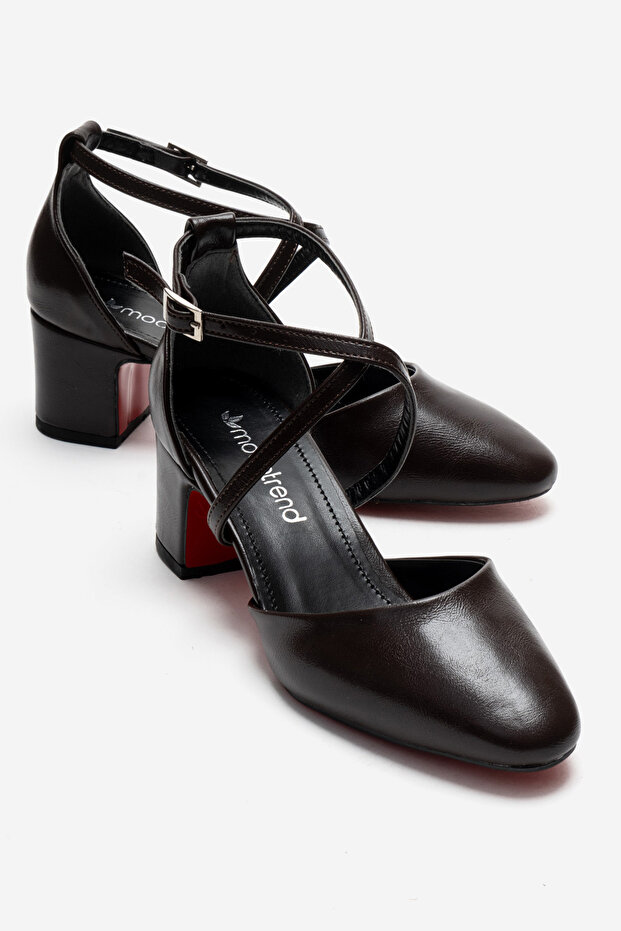 Women's High Heel Shoes Brown Crinkled