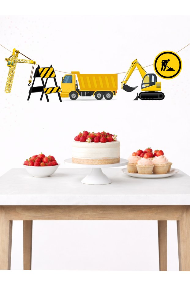 Construction Banner Party and Birthday Decoration 5 Figures from 10 to 12 cm