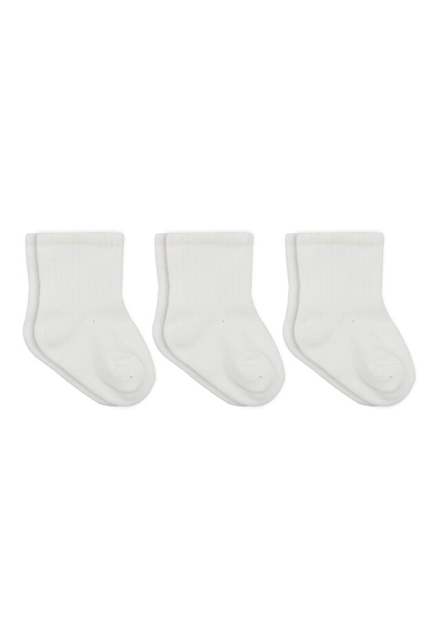 3-Piece Combed Cotton Socks 10132 Ecru