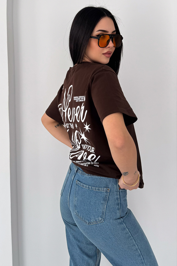 Women's Printed T-Shirt – Oversize Text Printed Basic T-Shirt