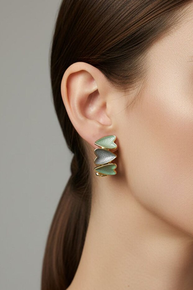 Heart Figured Colorful Hoop Earrings (2 cm)