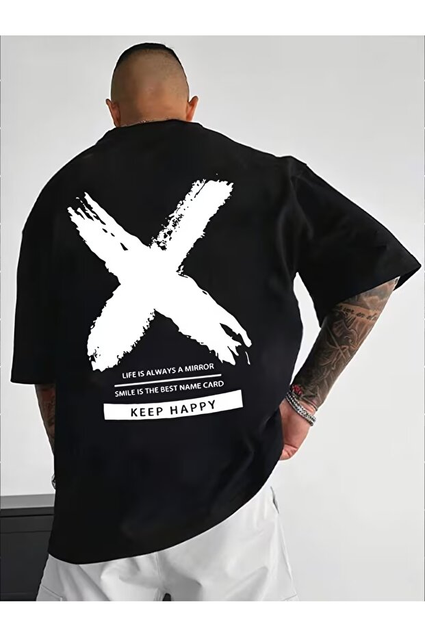 Unisex the X Printed Oversize Crew Neck T-Shirt