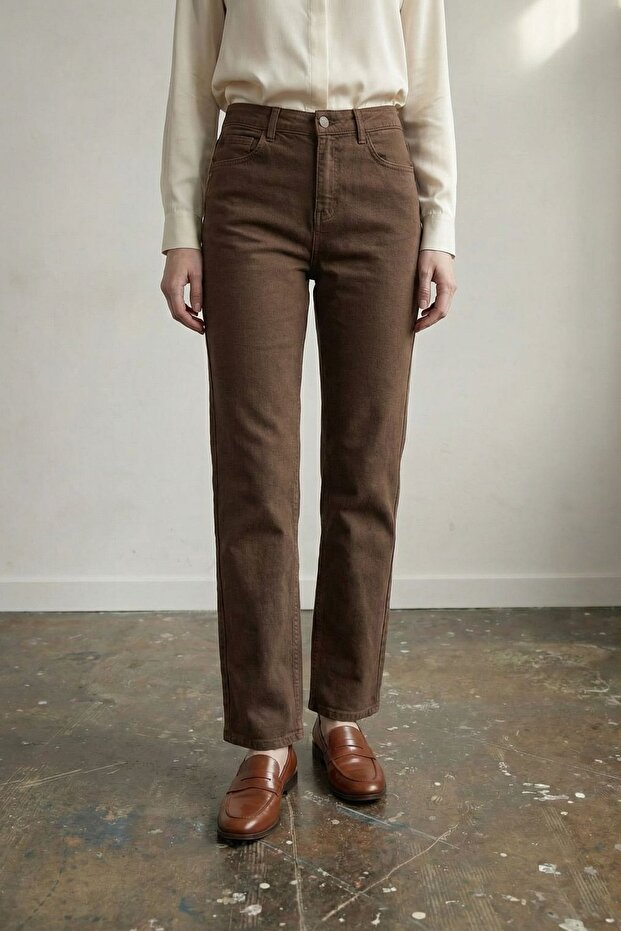 My Fashion High Waist Straight Leg Jeans with Pockets
