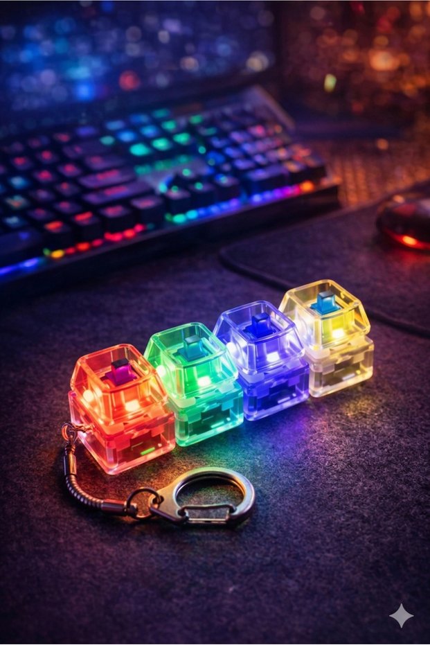 Lighted Keyboard-Click Sound Stress Relief Keychain-Mixed Color
