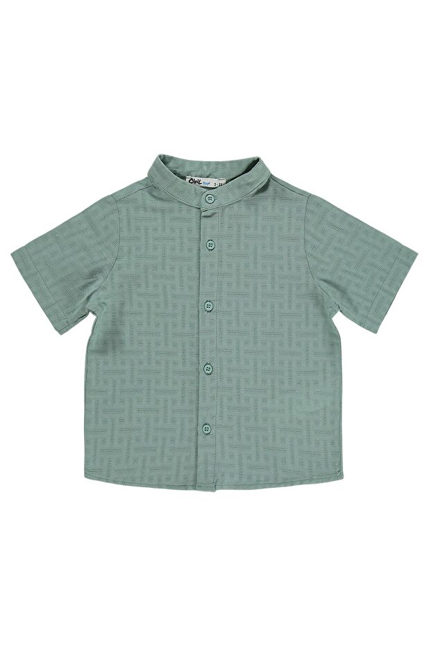 Self-Stripe Patterned Shirt for Ages 2-5 - Green