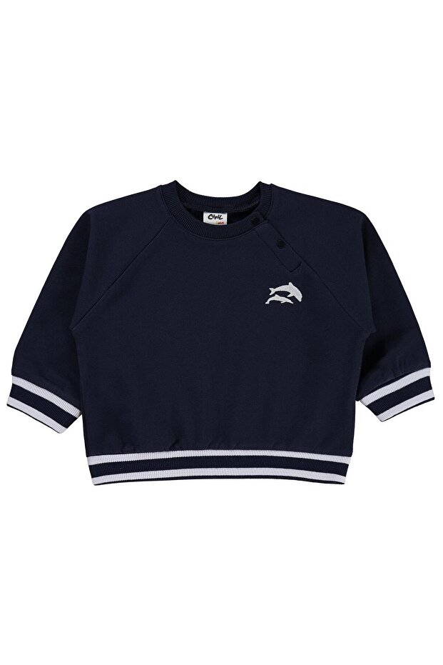 Dolphin Embroidered Sweatshirt for 6-18 Months - Navy Blue