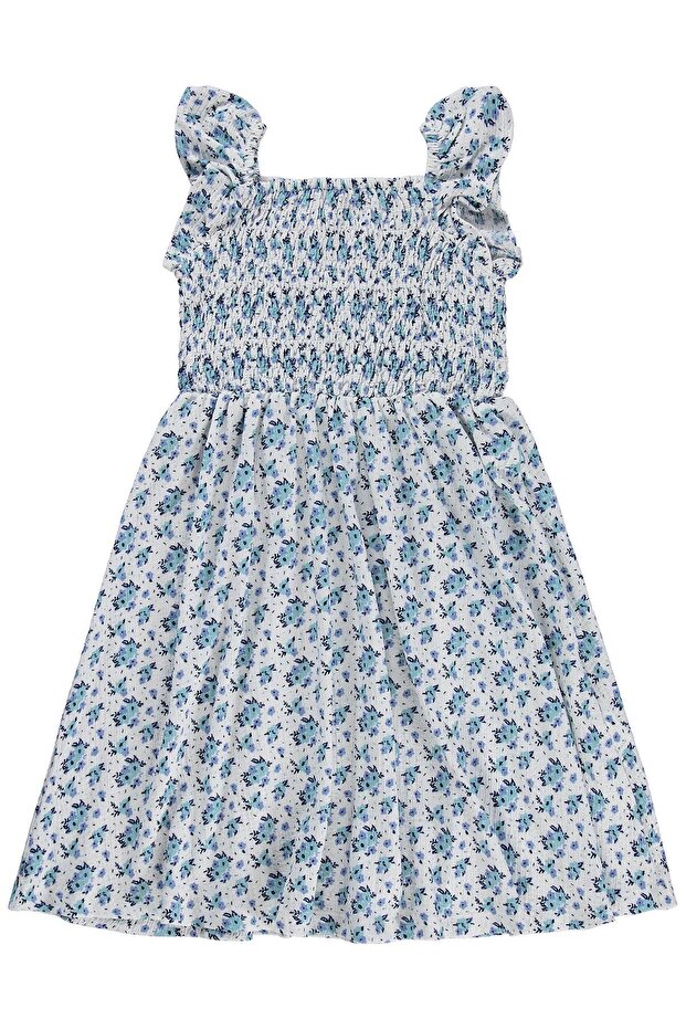 Floral Patterned Dress for 10-13 Years Old - Off-White