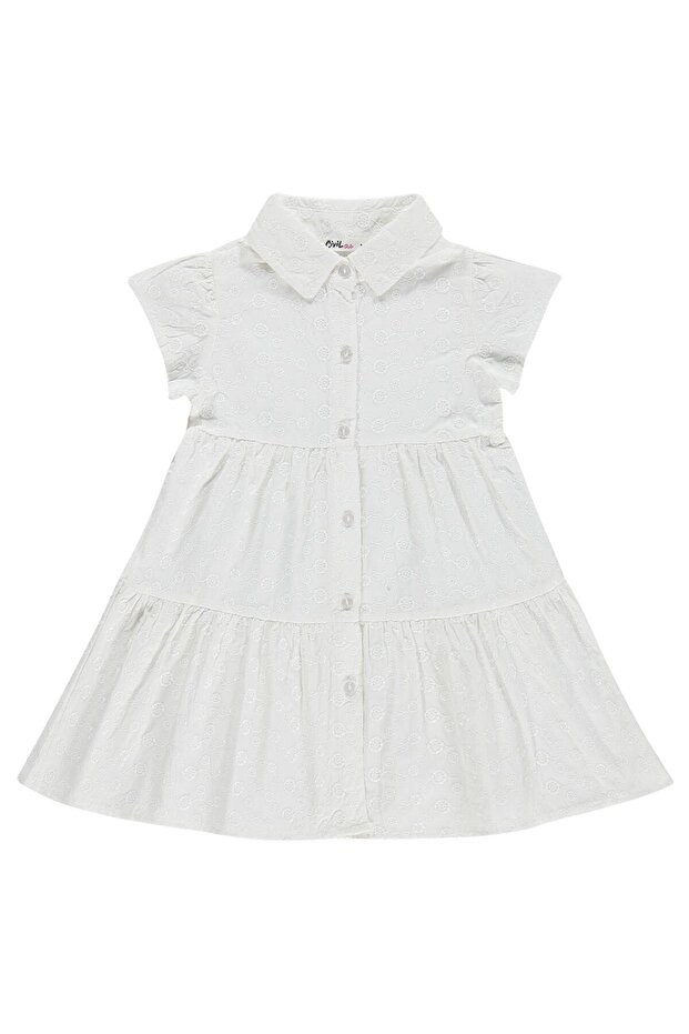 Floral Patterned Embroidered Dress for 2-5 Years Old - Off-White