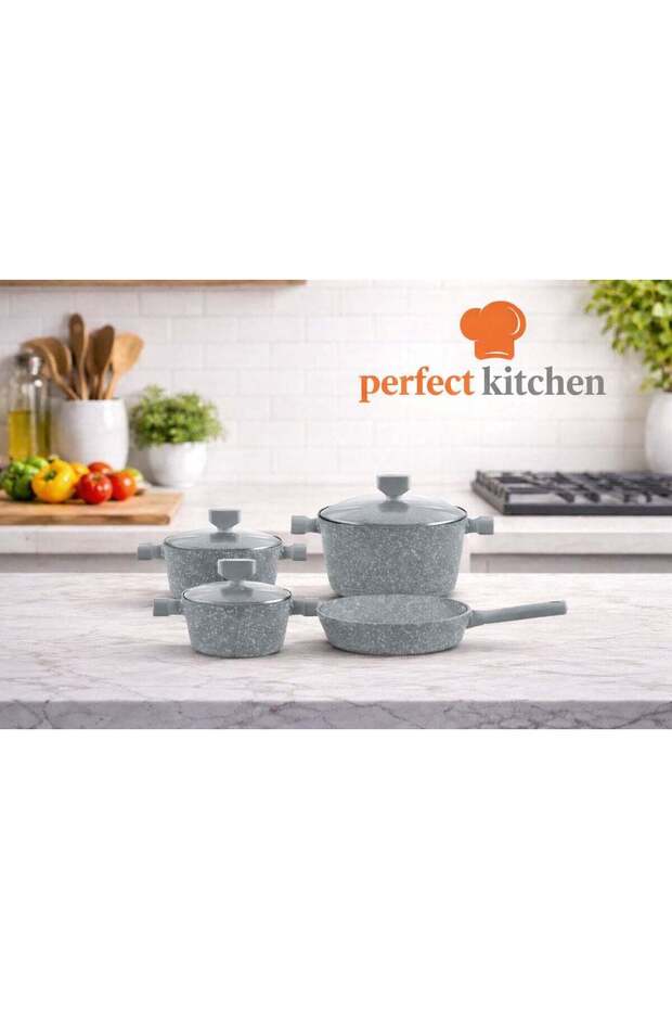 طقم أواني طهي 7 قطع بسطح غير لاصق - مقابض من الباكليت - أغطية من الزجاج المقوى