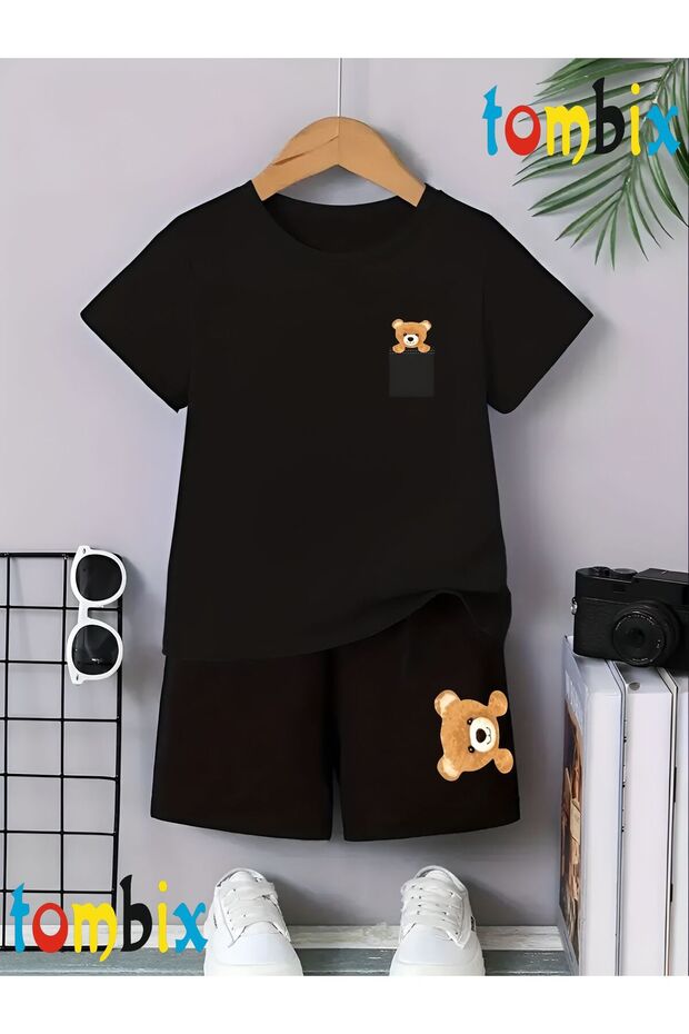 Cep Bear Printed T-Shirt Shorts Summer Children's Set