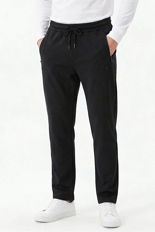 Men's Straight Leg Elastic Waist Sweatpants 25708 Black