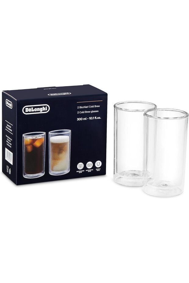 Cold Brew Glasses - Pack of 2 x 300ml, Hand-Blown Borosilicate Double Wall, Dishwasher and