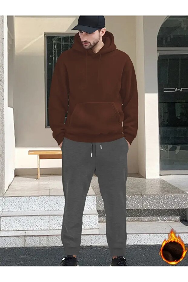 Men's Tracksuit Set - Hooded Sweatshirt & Jogger Sweatpants