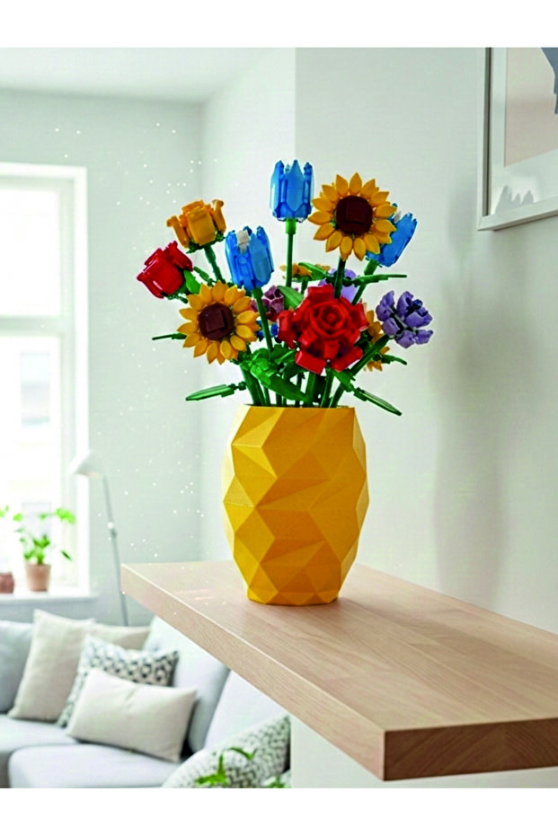 Lego Flower Compatible Gift Vase Cobalt (Flowers Not Included)