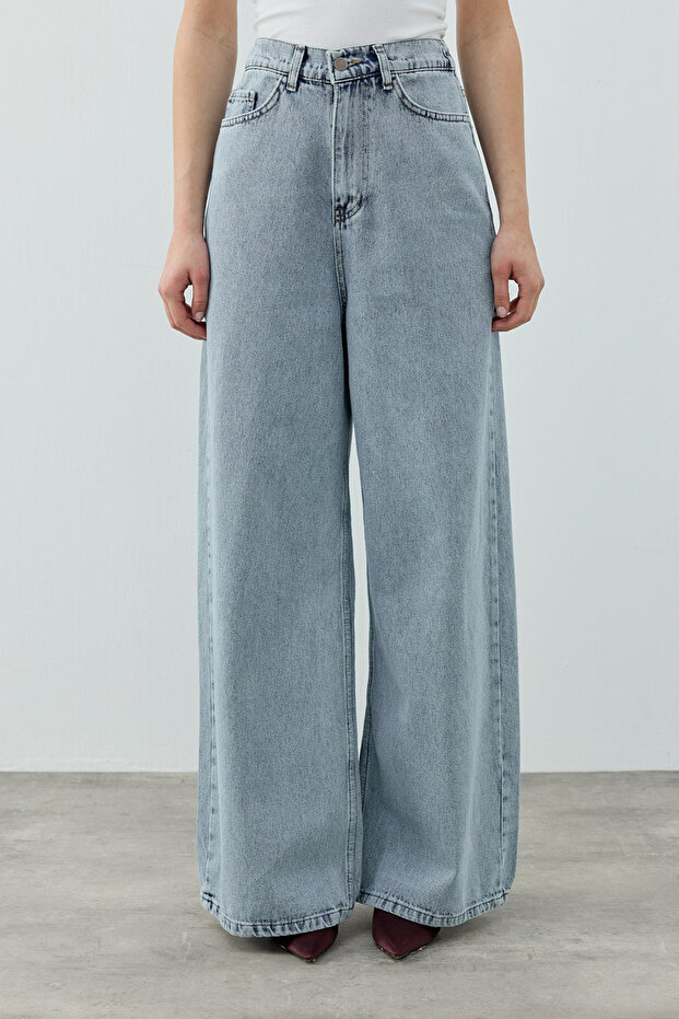 Loose Fit Cotton Denim Pants 1690 Ice Blue