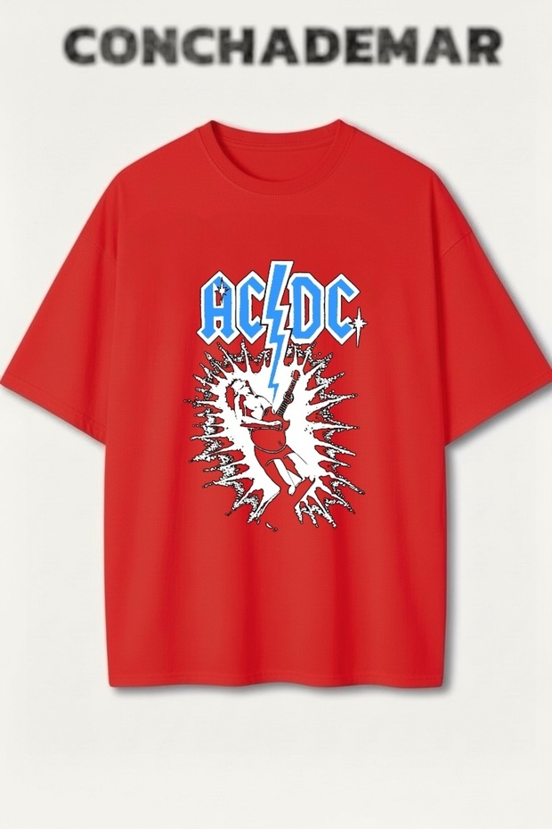 تي شيرت قطني فاخر مطبوع من ACDC