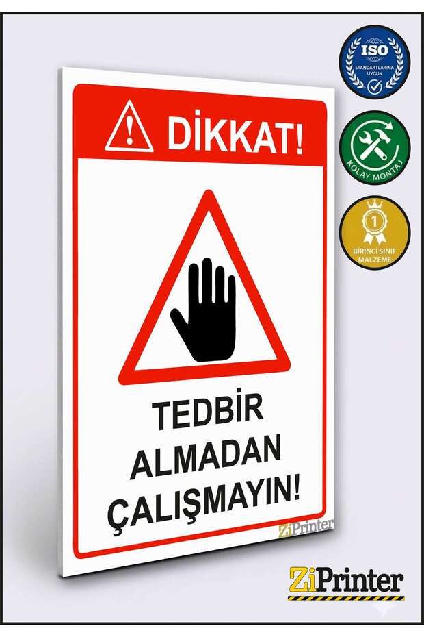 انتبه! لا تعمل دون اتخاذ إجراءات! لافتة تحذير ديكاتا 35x50 سم