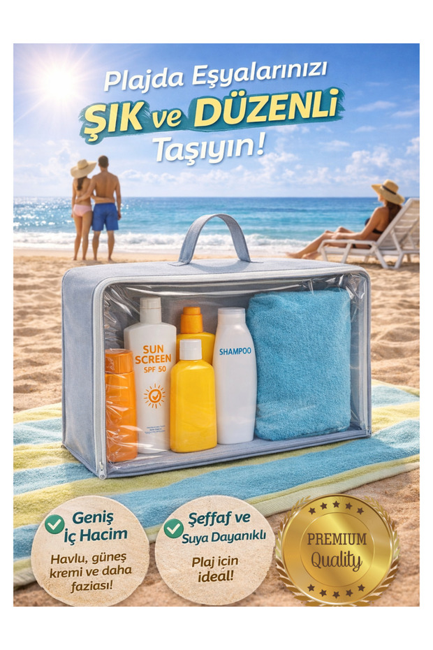 45X30X20 Transparent Storage Bag – Beach Bag & Travel Organizer with Water Repellent Feature