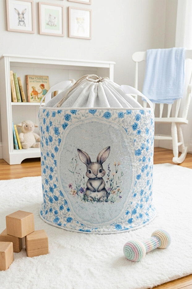 Foldable Drawstring Printing Children's Room Toy Organizer Dirty Laundry Storage Basket