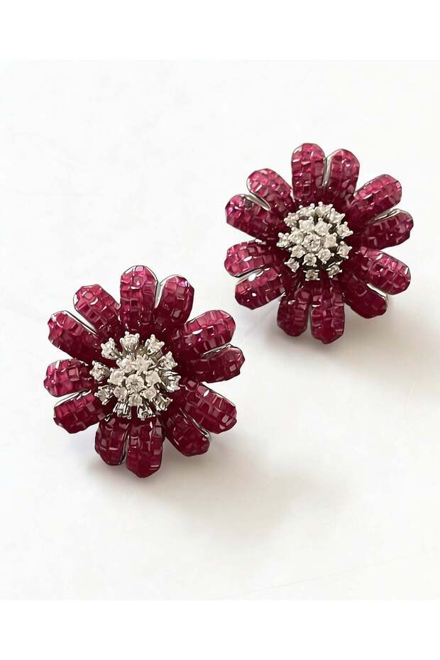 Crimson Petal Invisible Earrings