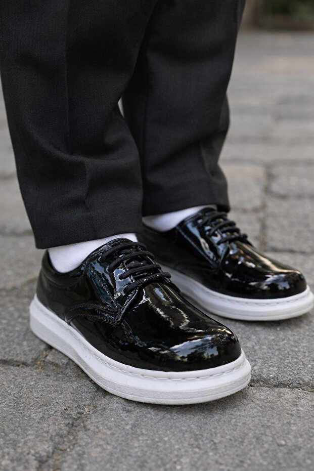 557 Orthopedic Boy's Black Patent Leather Classic Shoes