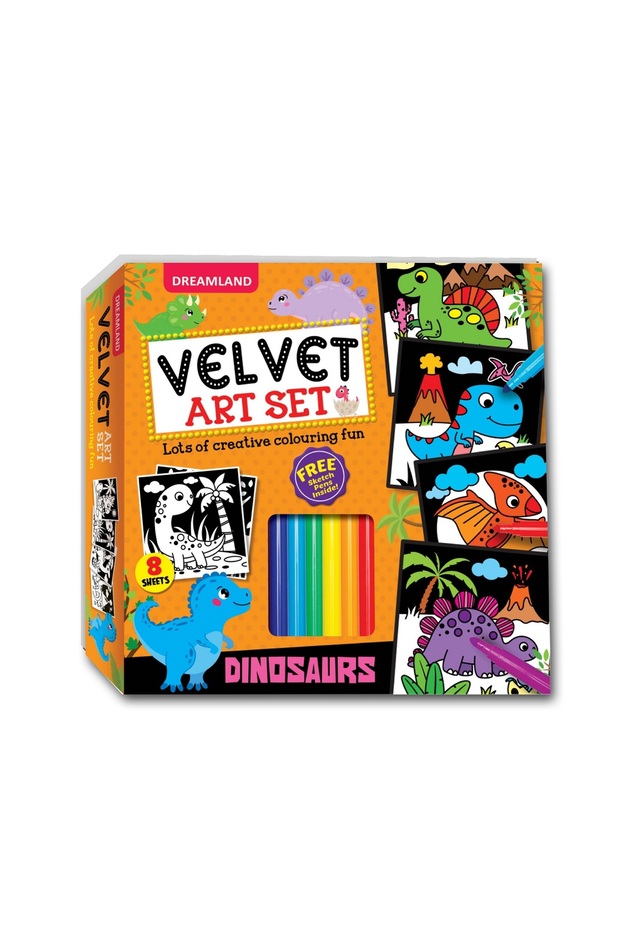 Dinosaurs - Velvet Art Set With 10 Free Sketch Pens