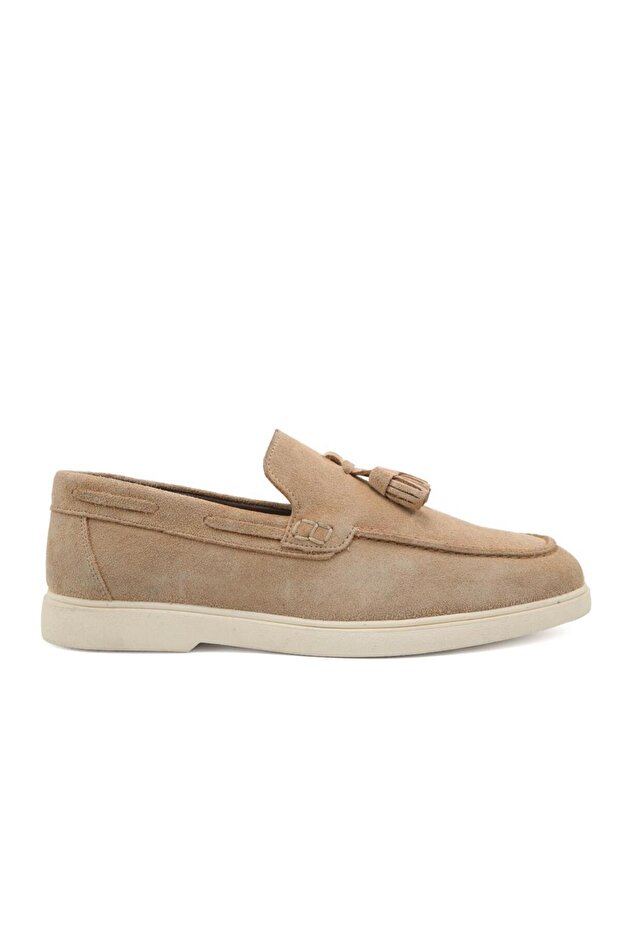 7363 Genuine Leather Beige Men's Casual Shoes