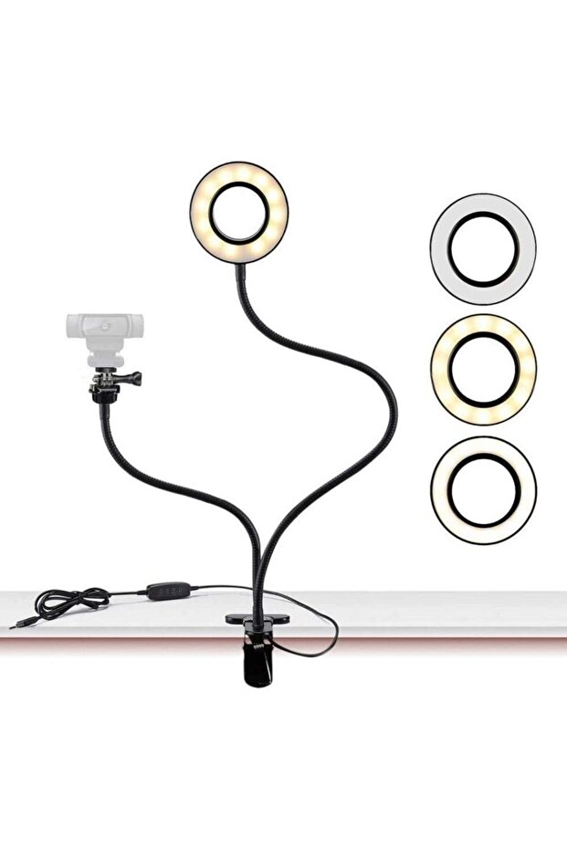 Shopping Selfie Ring Light with Stand & Cell Phone Holder, 3 Light Modes & 10 Level Brightness for L