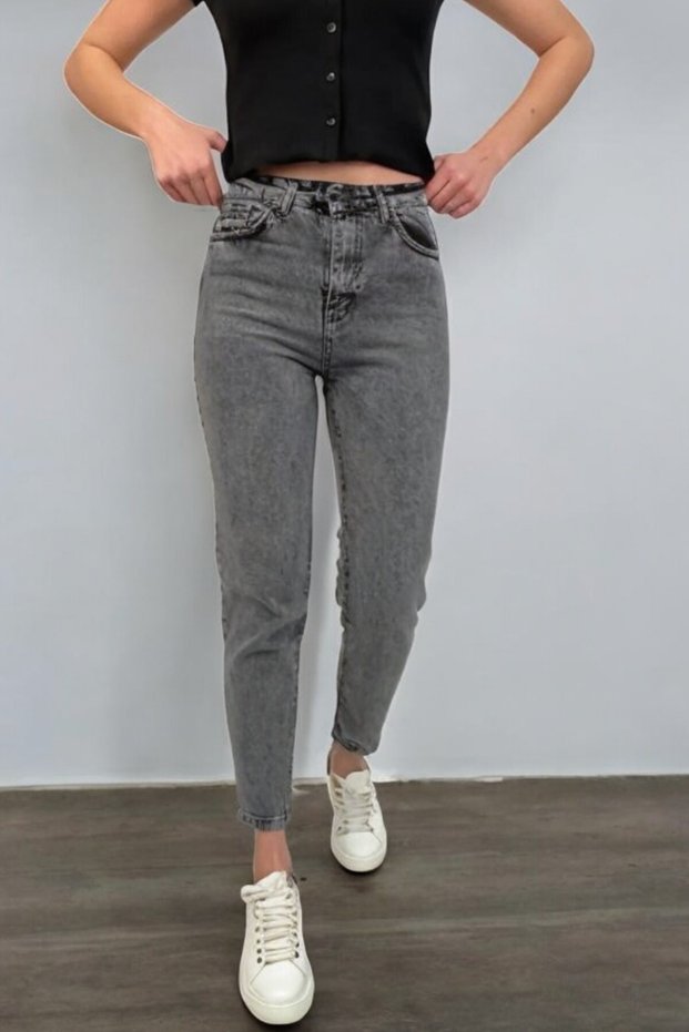 Smoked Denim Boyfriend Jeans Stretchy Lycra High Waist Denim Pants
