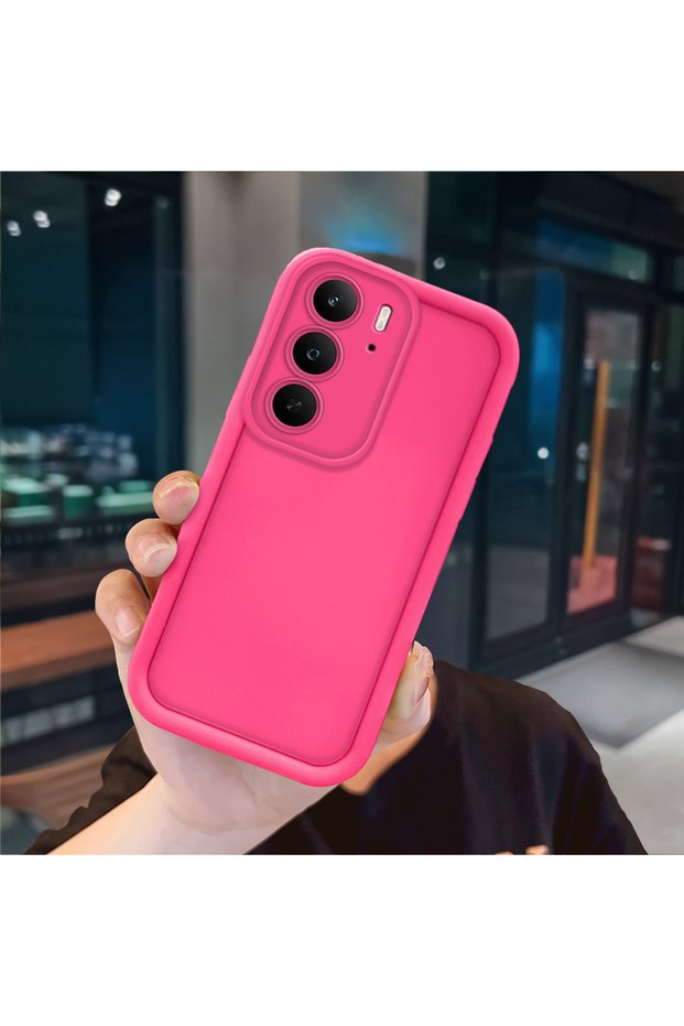 حافظة سيليكون وردية حمراء متوافقة مع Realme C75 4G، مقاومة للصدمات وحماية للكاميرا